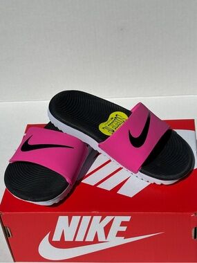 Nike Pink Fuschsia Girls Kawa Slide Sandal Flip Flop - Youth Kids 11C and 1Y